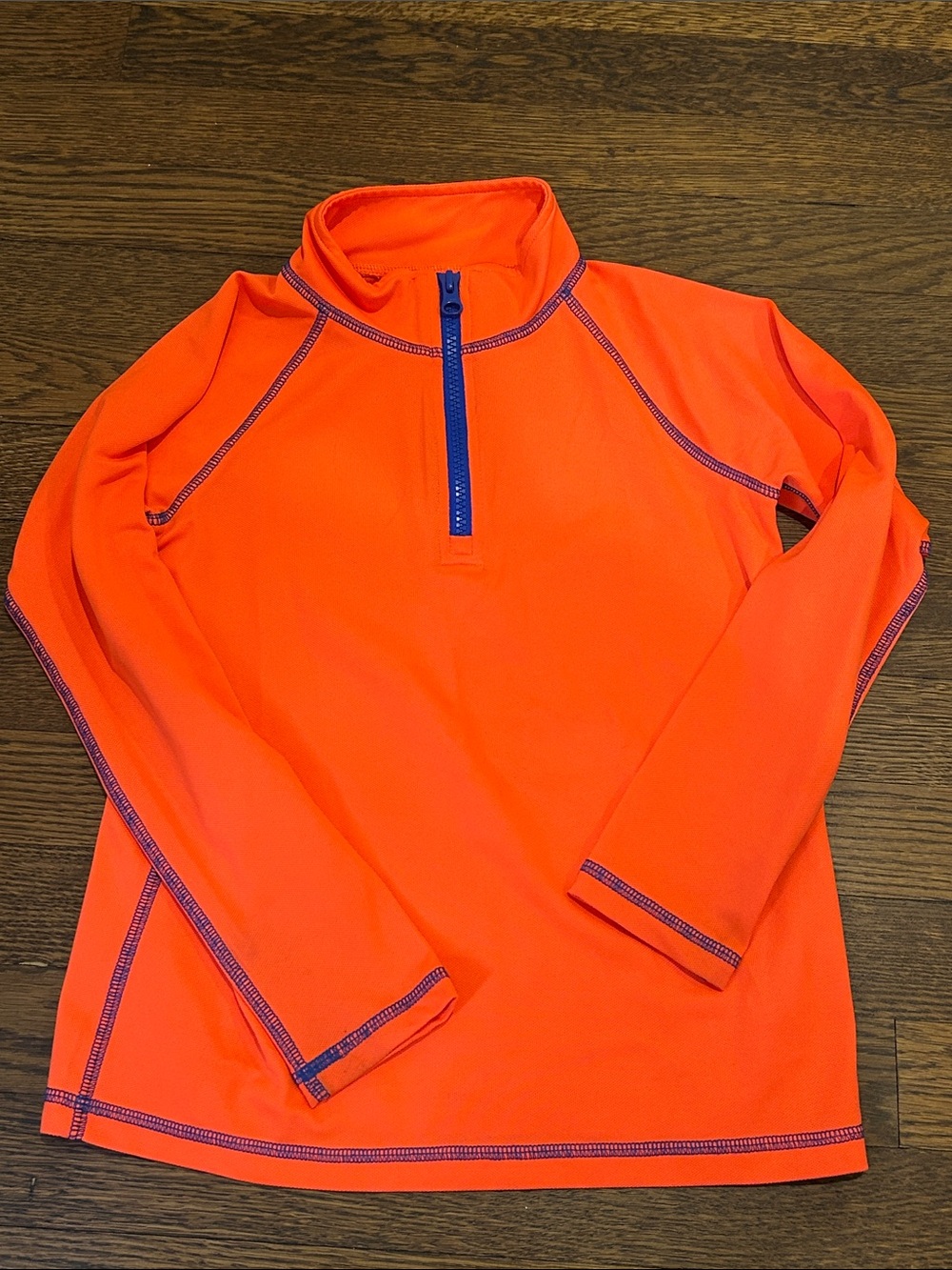 Crewcuts Neon Orange Long-Sleeve Pullover with Blue Zip
